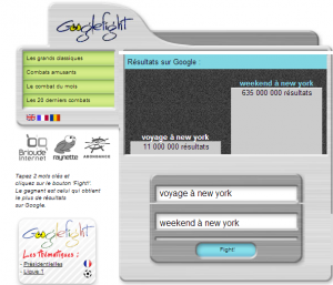 Google Fights : proposez un combat entre 2 mots clés Google Fights : proposez un combat de 2 mots clés