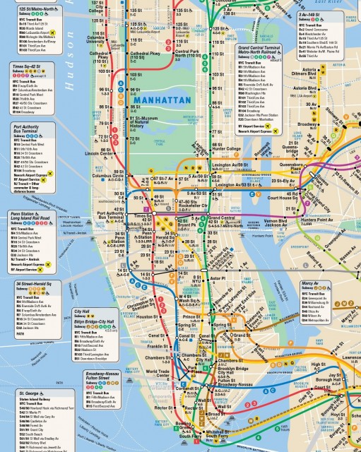 Le métro dessert principalement Manhattan du Nord au Sud