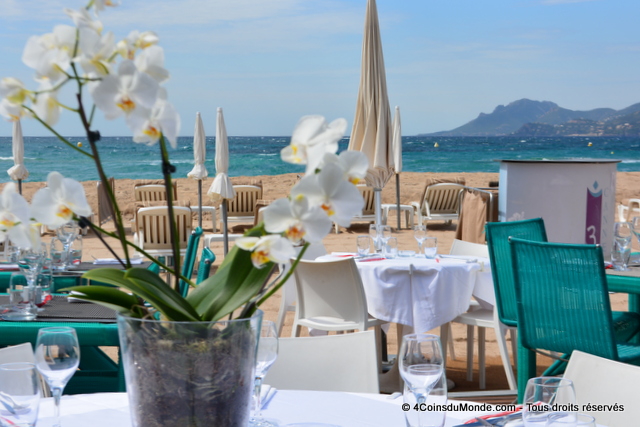 La plage privée et son restaurant de l'hôtel