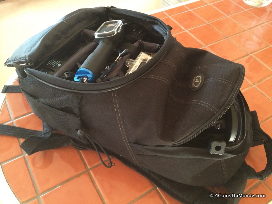 Le sac avec tout mon matériel photo et vidéo